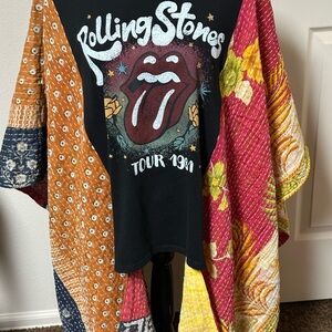 the Rolling Stones Upcycled Band Tee - Kantha Sleeves